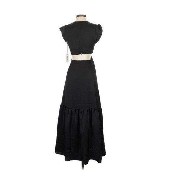 Jason Wu Black Cut-Out Satin Soft Glam Midi Dress XS - Picture 2 of 6
